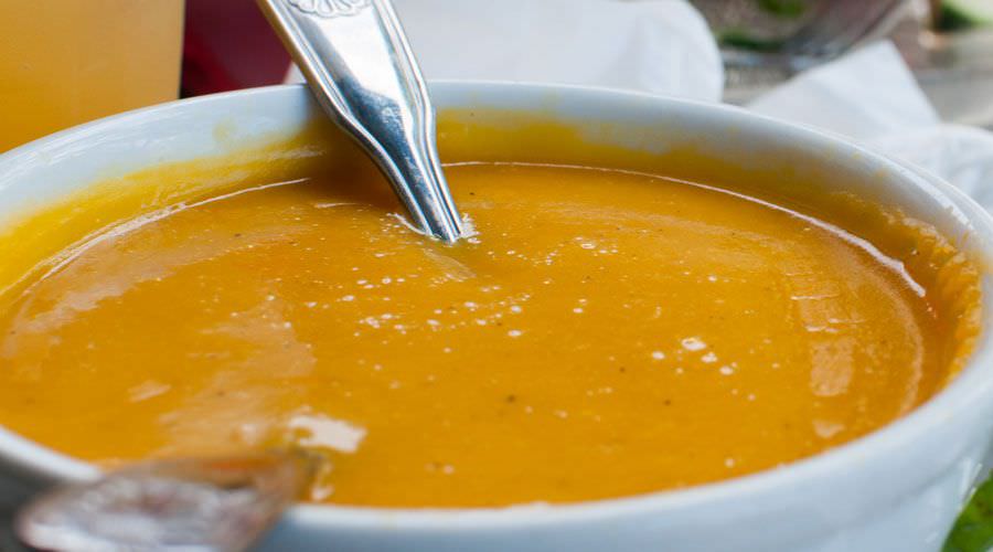 Butternut squash soup with lime and ginger.